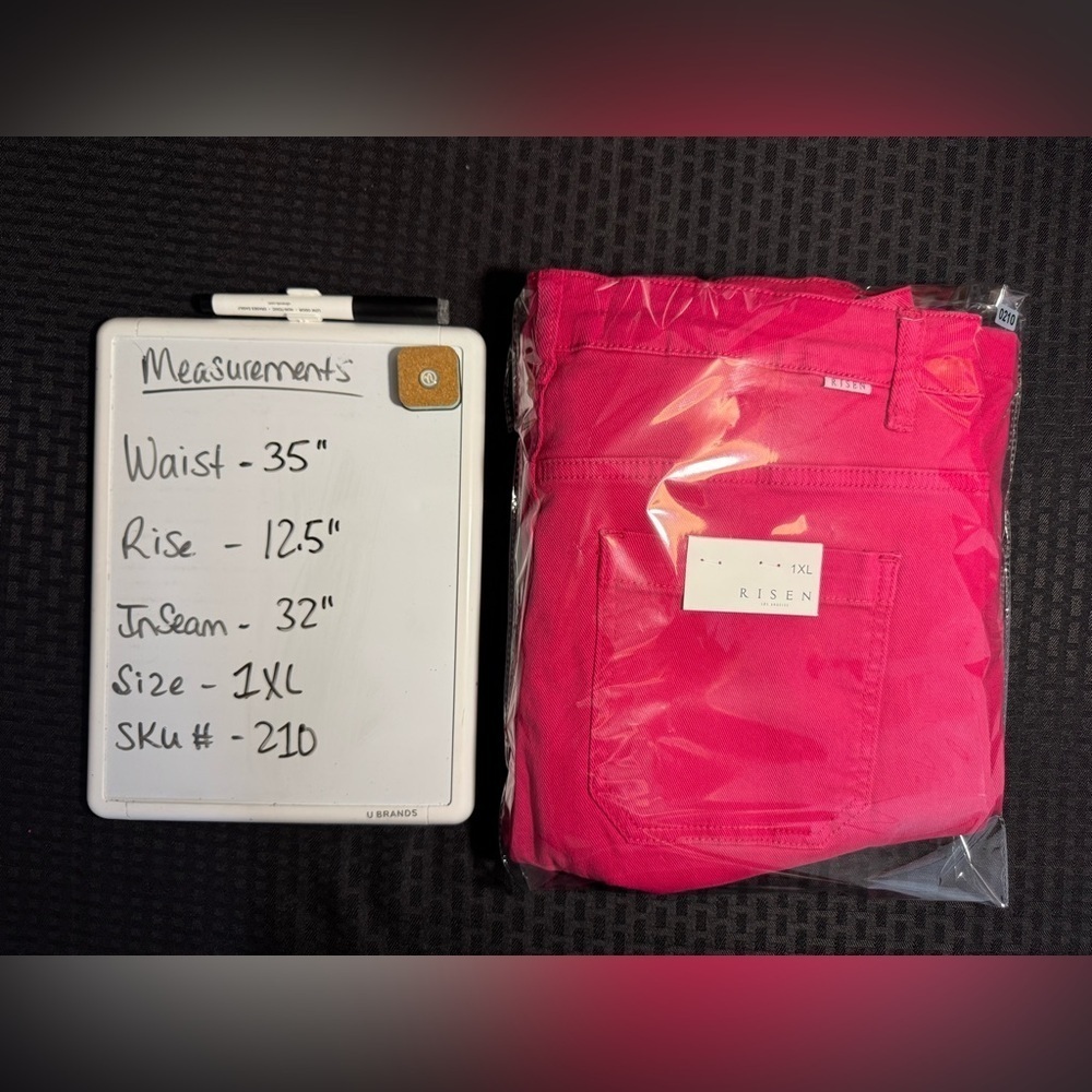 Risen Hot Pink Flare Cargo Jeans 1XL NWT Wide Leg Stretch - Picture 9 of 9